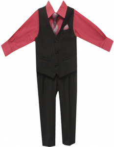 BOYS 4PC VEST SET (2161901) BLACK/ FUSHIA